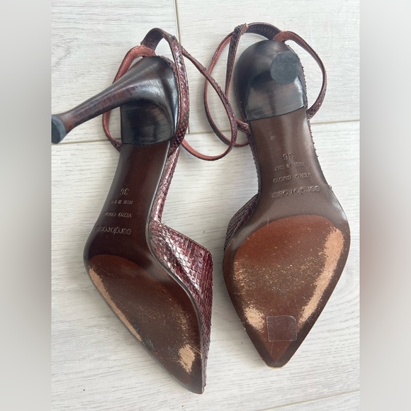 Vtg. Sergio Rossi Snakeskin Leather Heels Size 36 - Picture 6 of 6